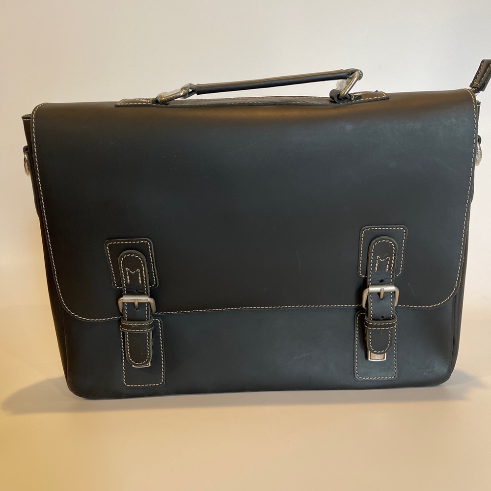 VIOSI Messenger Bag Dark Brown Leather Laptop Briefcase Satchel Bag - NWOT